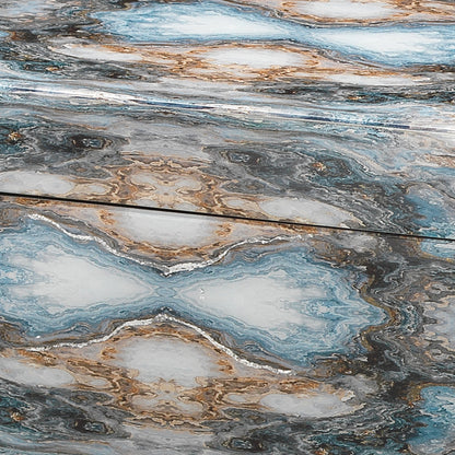 Rorschach Long Box by Jamie Young in indigo blue lacquer. Made from mdf in a eclectic & global style.