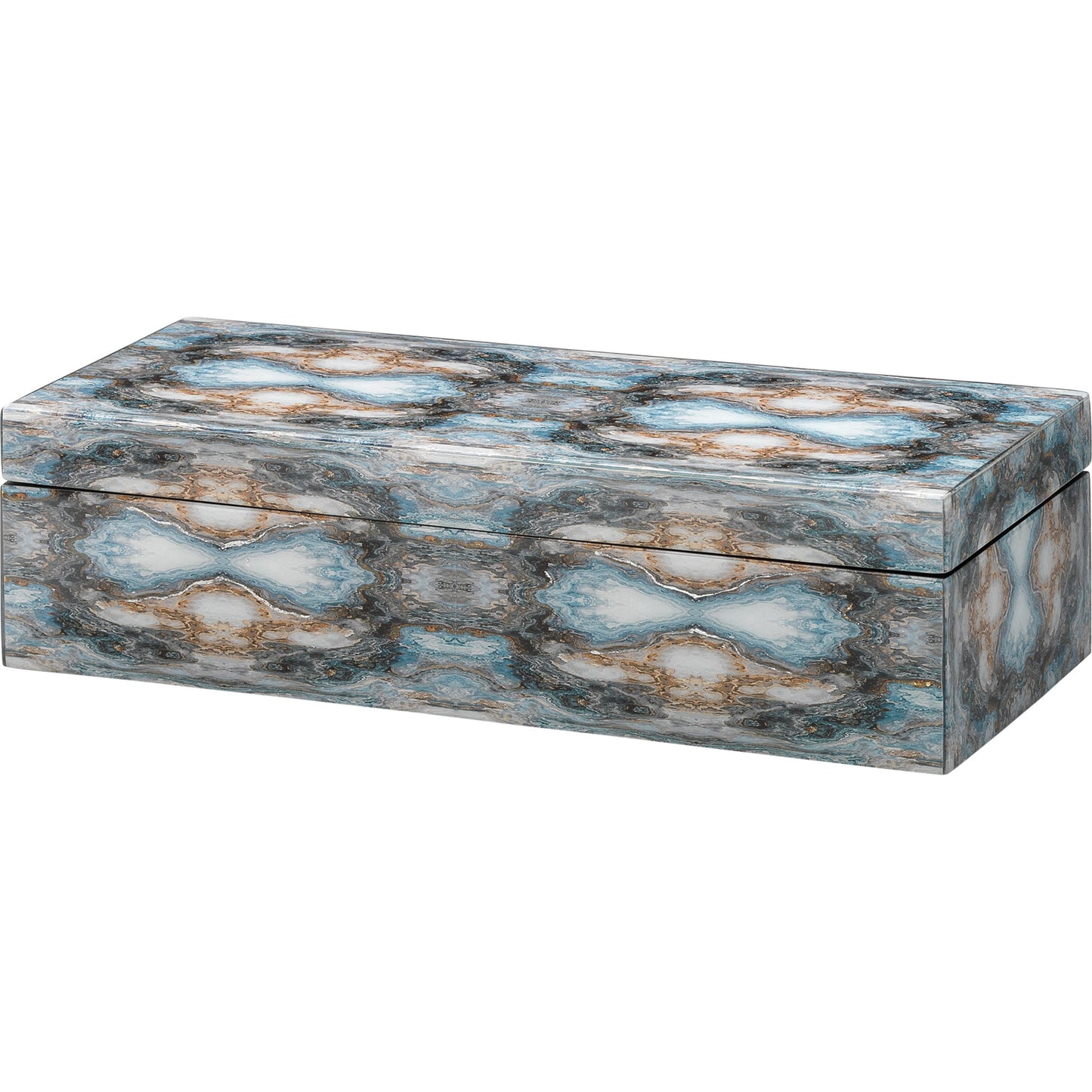 001 SR-867184 | Primary Silo | Rorschach Long Box by Jamie Young in indigo blue lacquer. Made from mdf in a eclectic & global style.