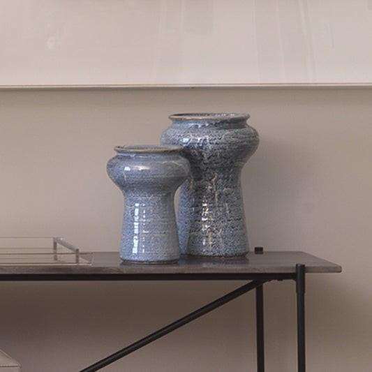 Snorkel Vases by Jamie Young in blue reactive glaze. Made from ceramic in a eclectic & global style.