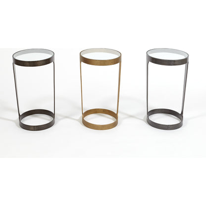 Oslo Accent Table by Global Views in gold. Made from iron, tempered glass in a eclectic & global style.