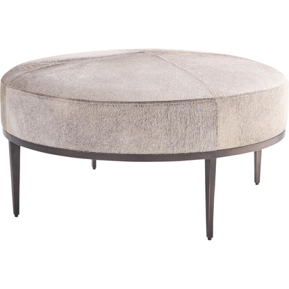 Urban Ottoman with Hair-On-Hide by Global Views. Made from mango, plyboard, iron in a transitional style.