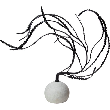 Thistle Sculpture by Global Views in black. Made from iron, white marble in a eclectic & global style.