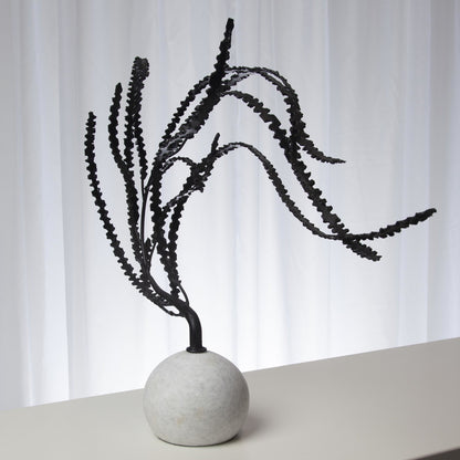 Thistle Sculpture by Global Views in black. Made from iron, white marble in a eclectic & global style.