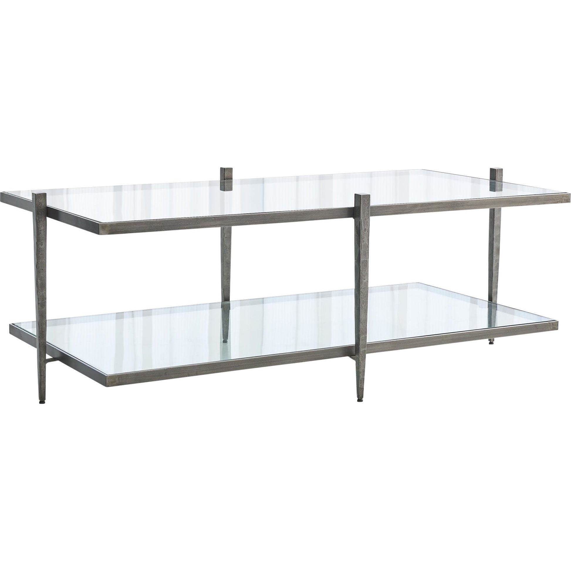 Laforge Cocktail Table by Global Views. Made from iron, tempered glass in a transitional style.