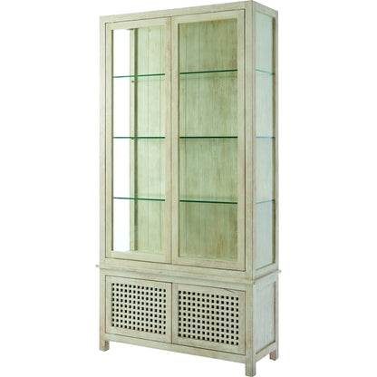 Driftwood Vitrine by Global Views in white sandblasted. Made from mago, tempered glass in a transitional style.