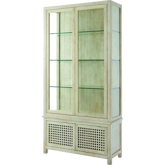 Driftwood Vitrine by Global Views in white sandblasted. Made from mago, tempered glass in a transitional style.