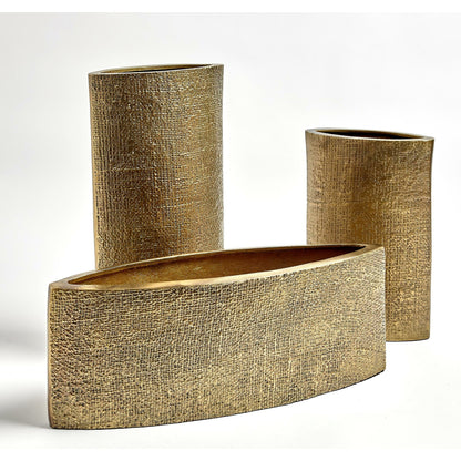 Hemp Etched Vase by Global Views in brass. Made from aluminum in a eclectic & global style.