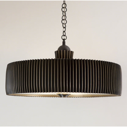 Crimp Chandelier by Global Views. Made from steel, brass, frosted glass in a modern style.