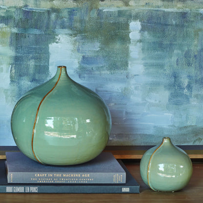 Milo Vase by Global Views in blue. Made from ceramic in a eclectic & global style.