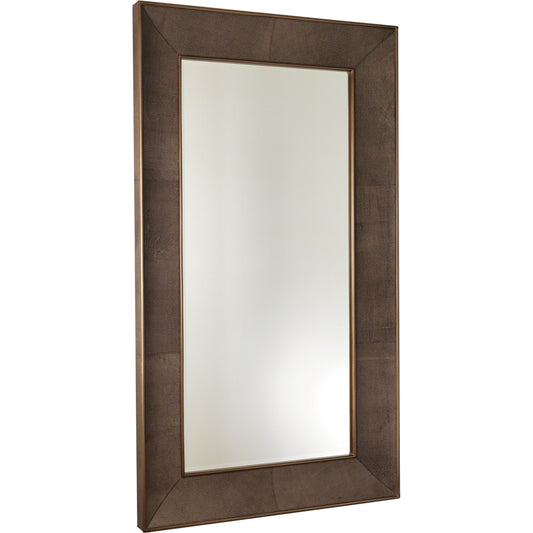 Churchill Floor Mirror by Global Views. Made from mdf, faux shargreen embossed leather, beveled mirror in a transitional style.