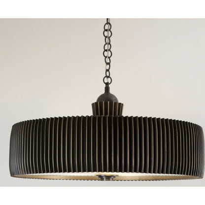 Crimp Chandelier by Global Views. Made from steel, brass, frosted glass in a modern style.