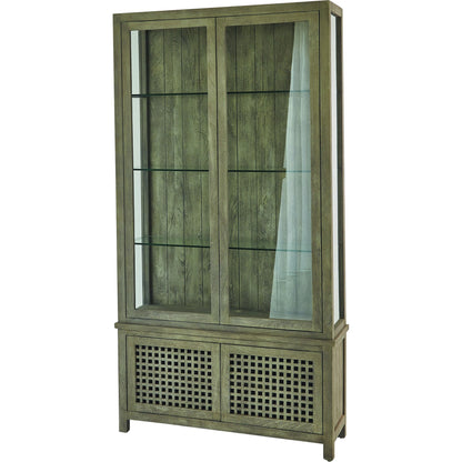 Driftwood Vitrine by Global Views in white sandblasted. Made from mago, tempered glass in a transitional style.
