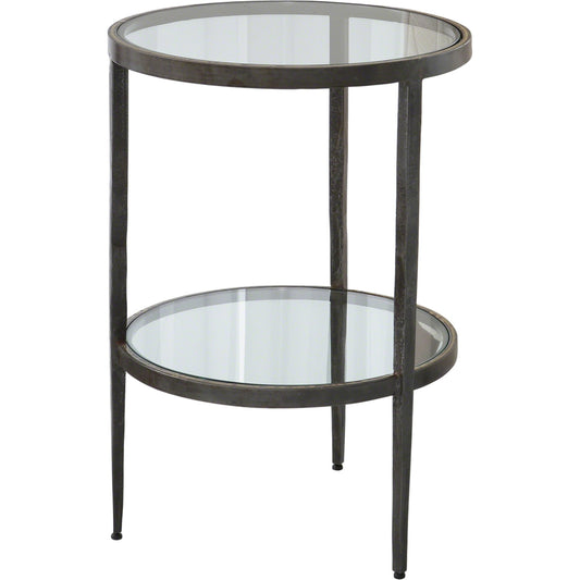 Laforge Side Table by Global Views. Made from iron, tempered glass in a transitional style.