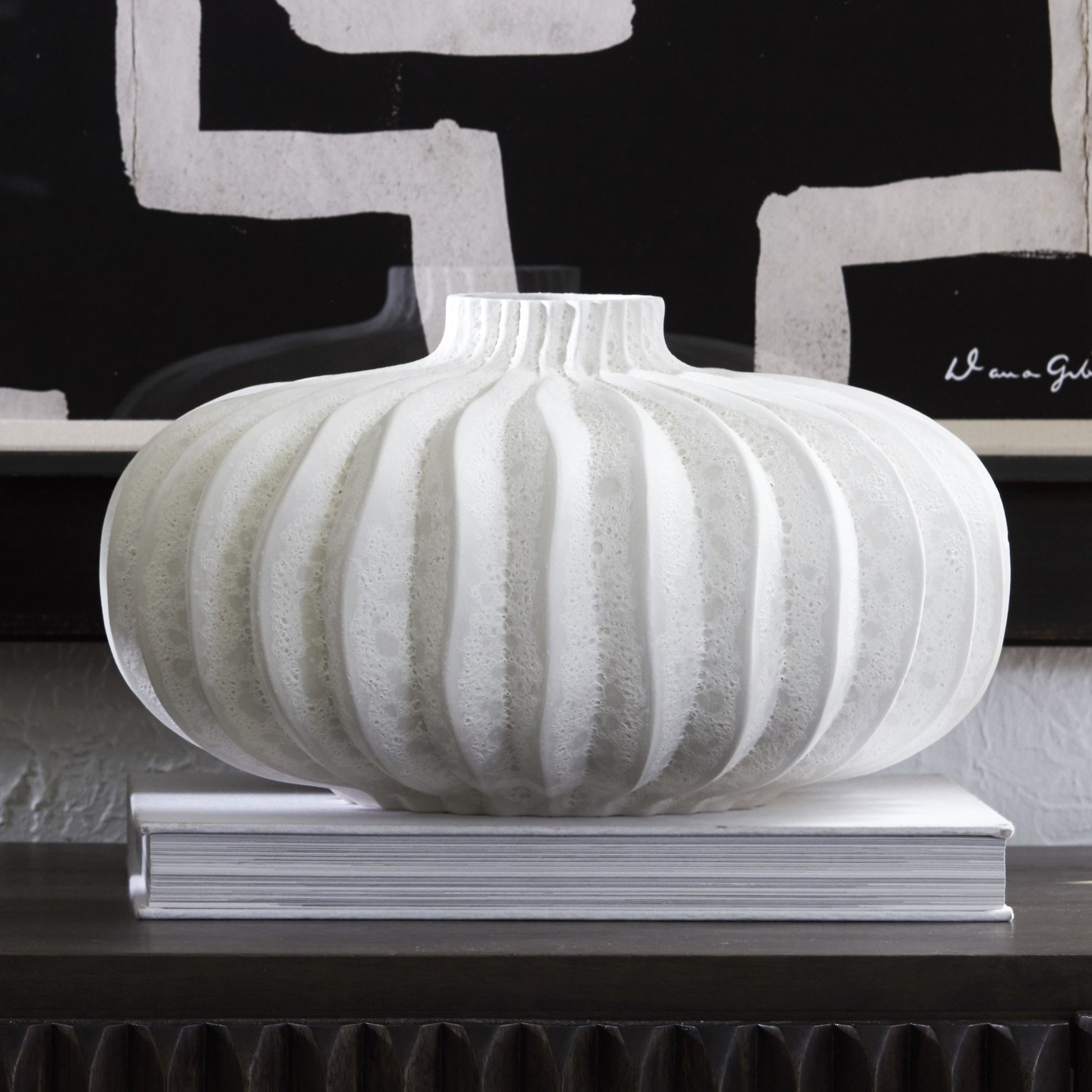 Lithos Vase by Global Views. Made from ceramic in a coastal style.