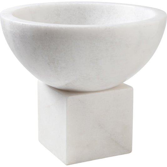 Elements Bowl on Tilt Block by Global Views. Made from ambaji white marble in a modern style.