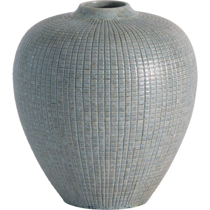Check Bulbous Vase by Global Views in silver blue. Made from ceramic in a eclectic & global style.