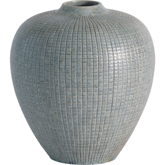 Check Bulbous Vase by Global Views in silver blue. Made from ceramic in a eclectic & global style.