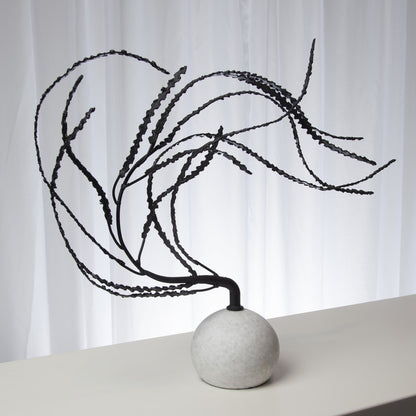 Thistle Sculpture by Global Views in black. Made from iron, white marble in a eclectic & global style.