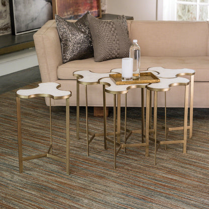 Link Bunching Table by Global Views in gold. Made from iron, marble in a transitional style.