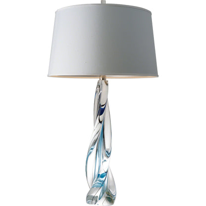 Ocean Twist Lamp by Global Views in nickel. Made from art glass in a coastal style.