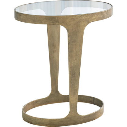 Oslo Accent Table by Global Views in gold. Made from iron, tempered glass in a eclectic & global style.