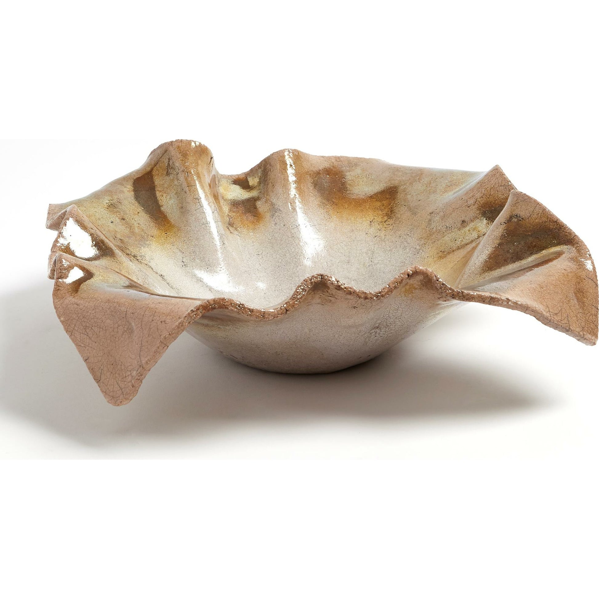 Folded Ripple Bowl by Global Views in raku. Made from ceramic in a eclectic & global style.