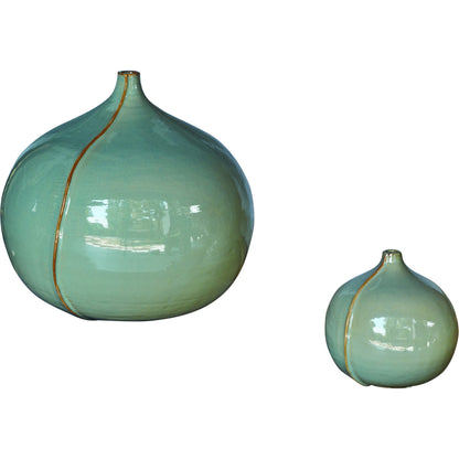 Milo Vase by Global Views in blue. Made from ceramic in a eclectic & global style.