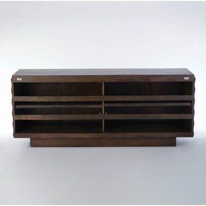 Minuet Buffet by Global Views in walnut, gray, antique nickel. Made from mango in a modern style.