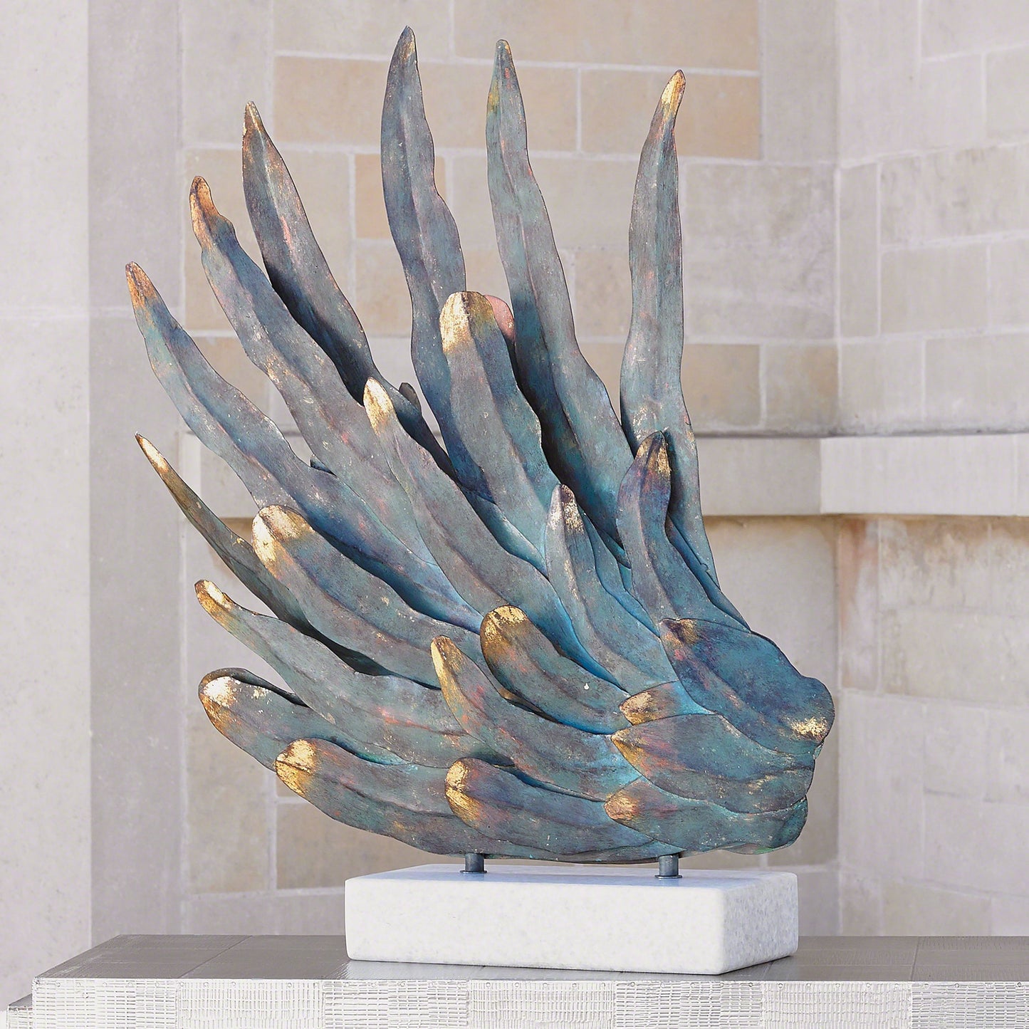 001 SR-701846 | Lifestyle | Phoenix Wing by Global Views. Made from iron, white marble in a coastal style.