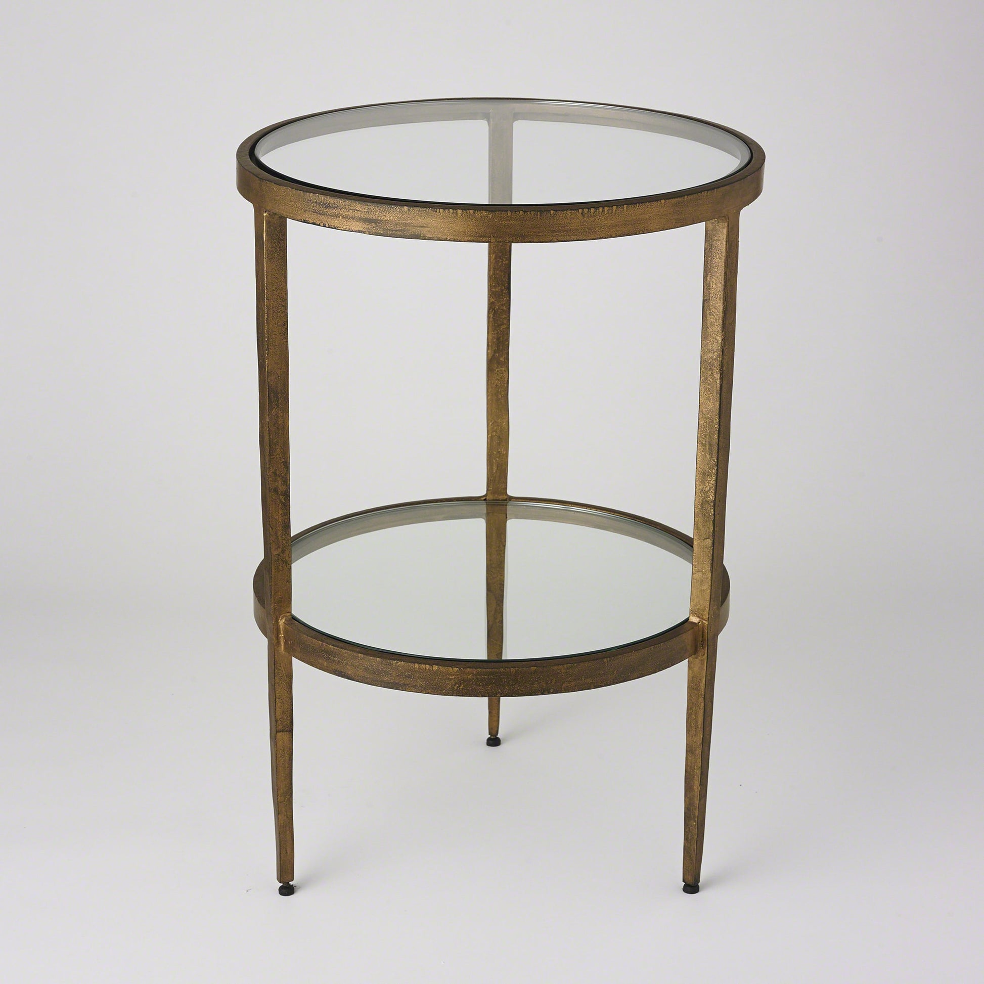 Laforge Side Table by Global Views. Made from iron, tempered glass in a transitional style.