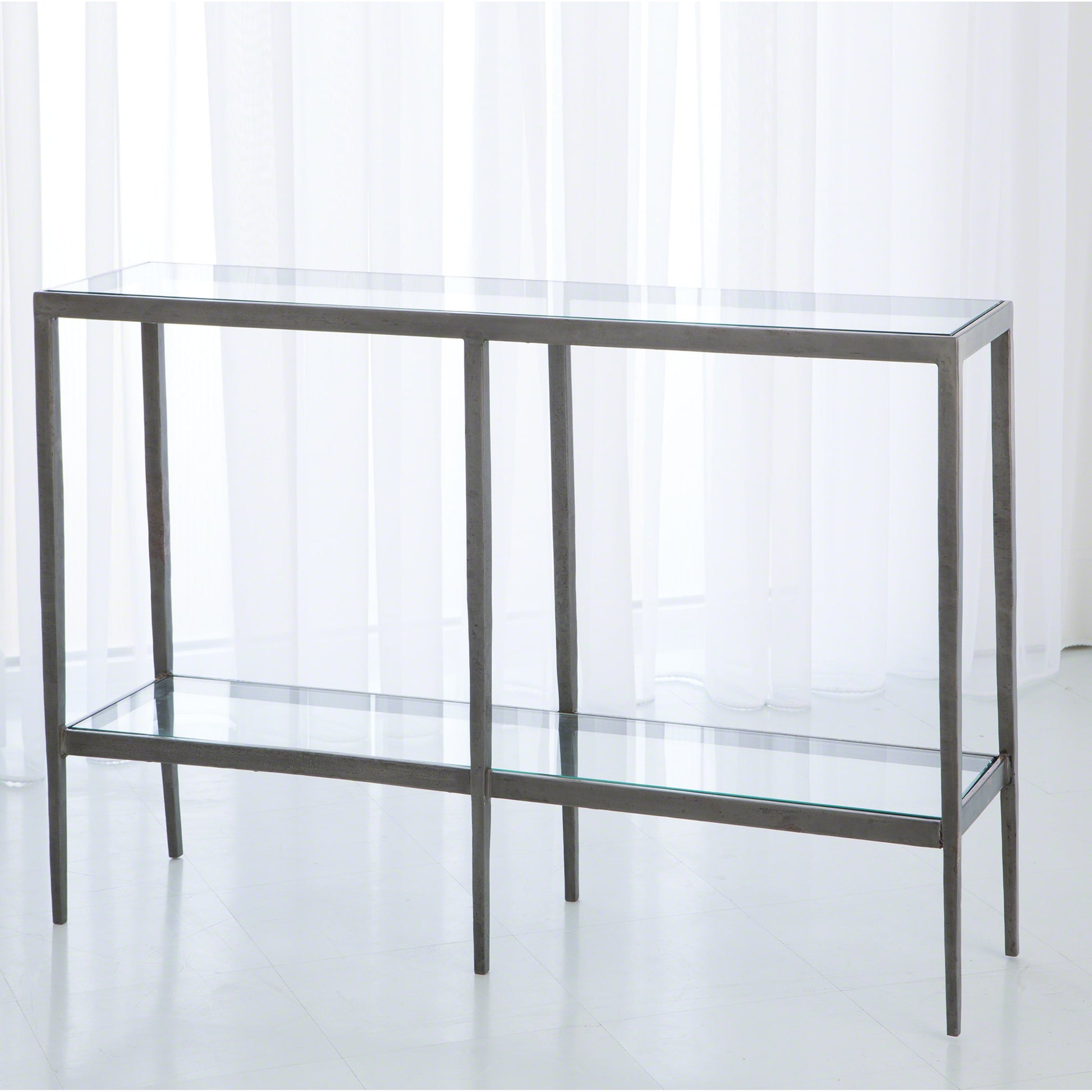 Laforge Console by Global Views. Made from iron, tempered glass in a transitional style.