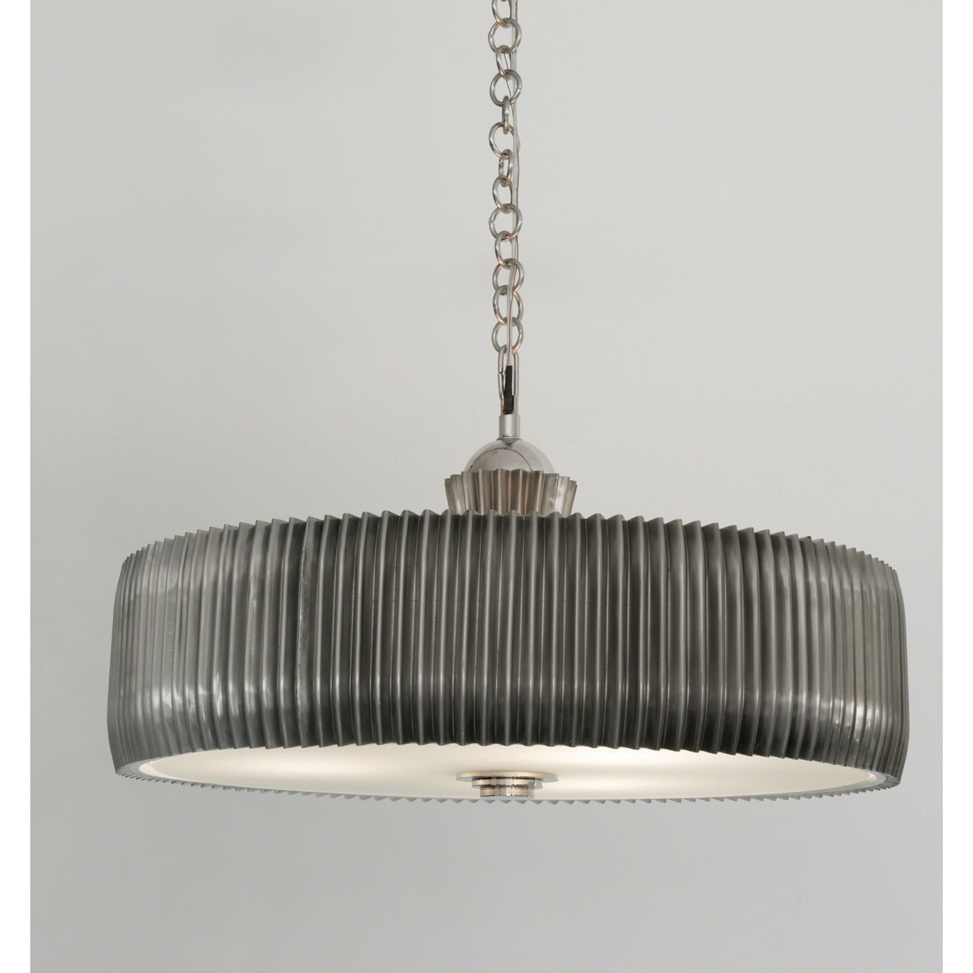 Crimp Chandelier by Global Views. Made from steel, brass, frosted glass in a modern style.