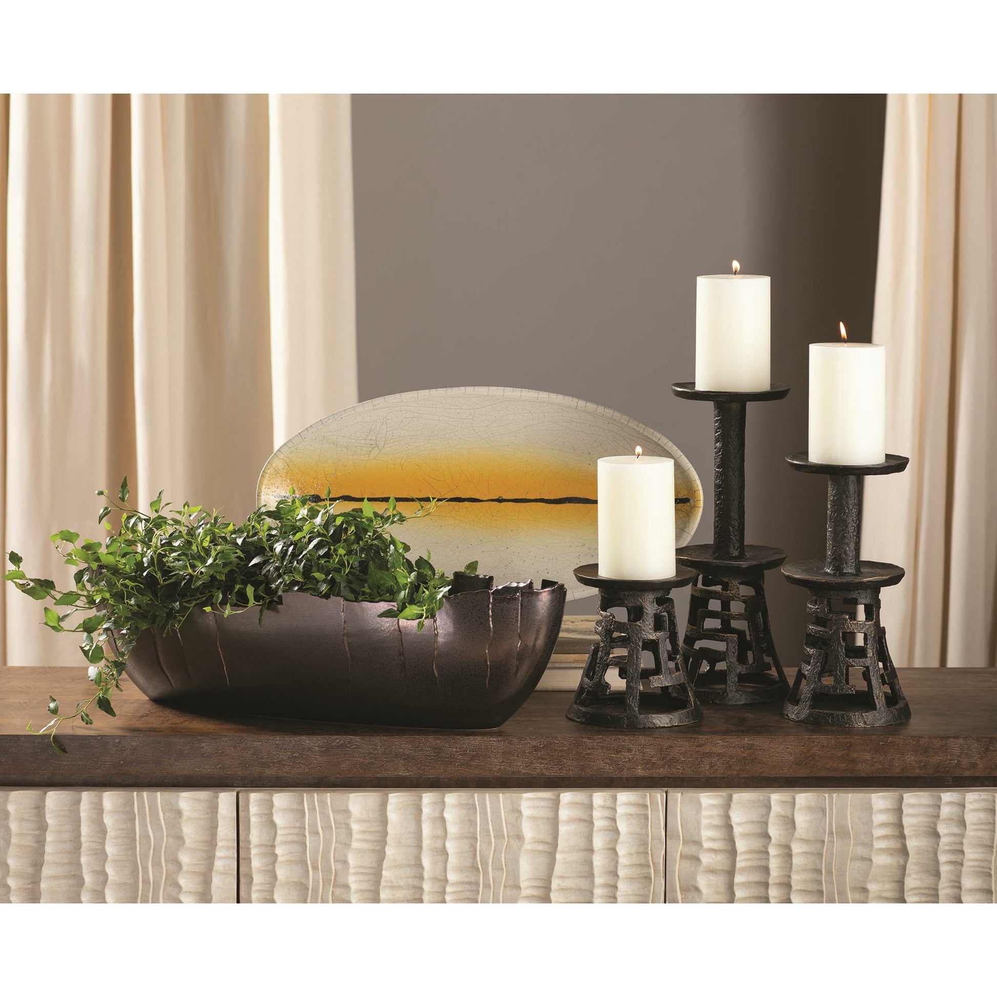 San Andreas Bowl by Global Views in reactive bronze. Made from ceramic in a eclectic & global style.