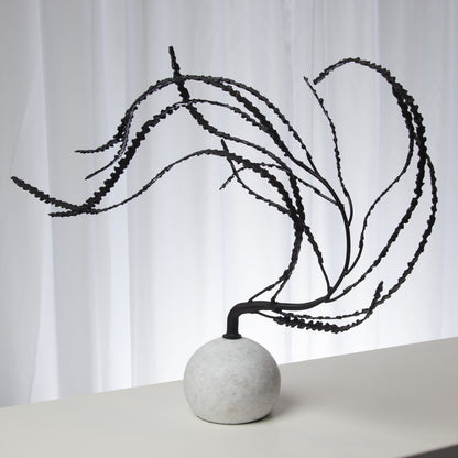 Thistle Sculpture by Global Views in black. Made from iron, white marble in a eclectic & global style.