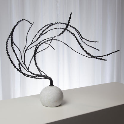 Thistle Sculpture by Global Views in black. Made from iron, white marble in a eclectic & global style.