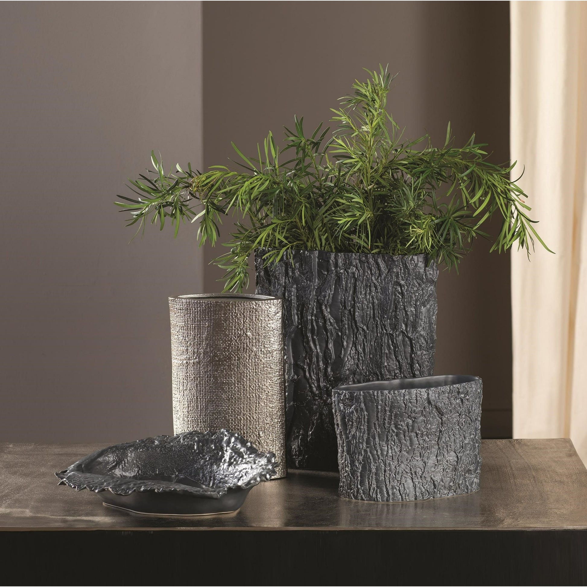 Hemp Etched Vase by Global Views in brass. Made from aluminum in a eclectic & global style.