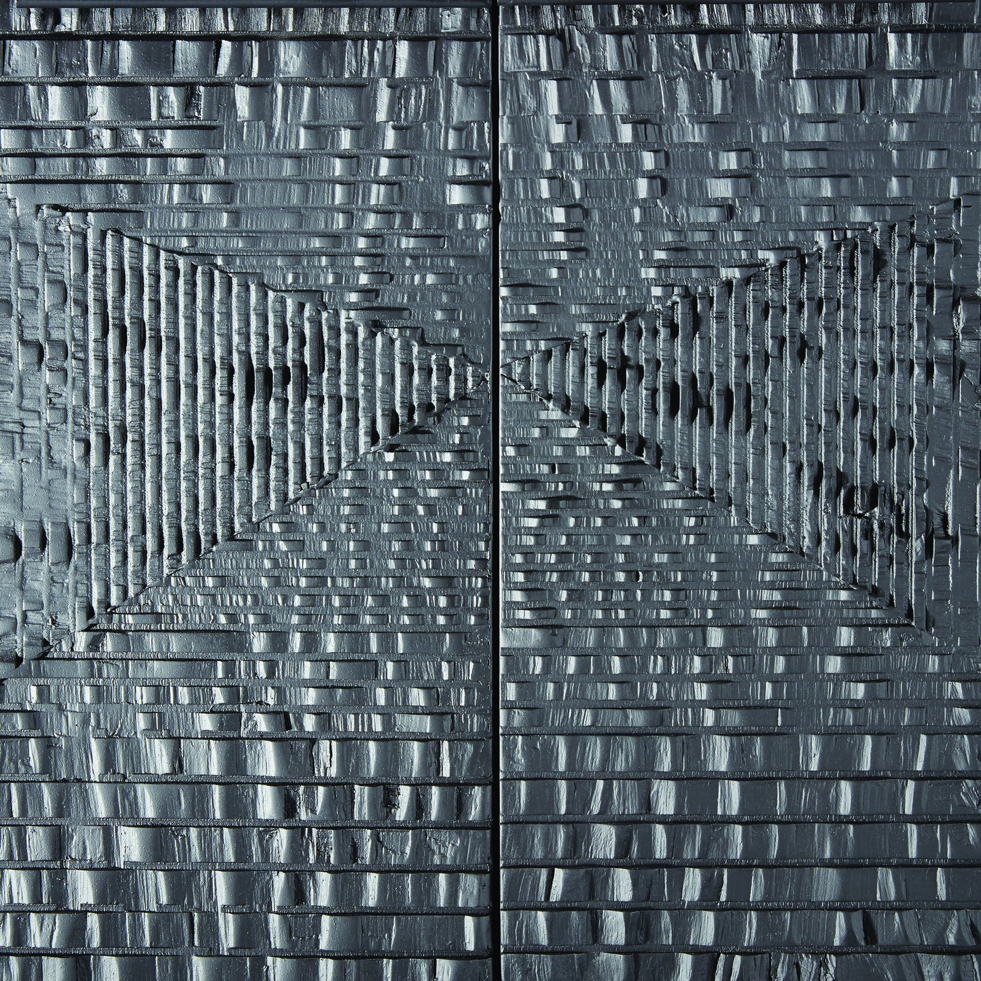 Kyoto Media Cabinet by Global Views in jagged gmelina black, wbi. Made from gmelina, mdf, metal in a modern style.