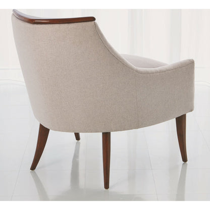 Boomerang Chair by Global Views in white leather. Made from rubberwood, ebony in a transitional style.