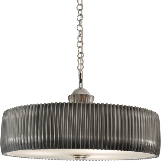 Crimp Chandelier by Global Views. Made from steel, brass, frosted glass in a modern style.