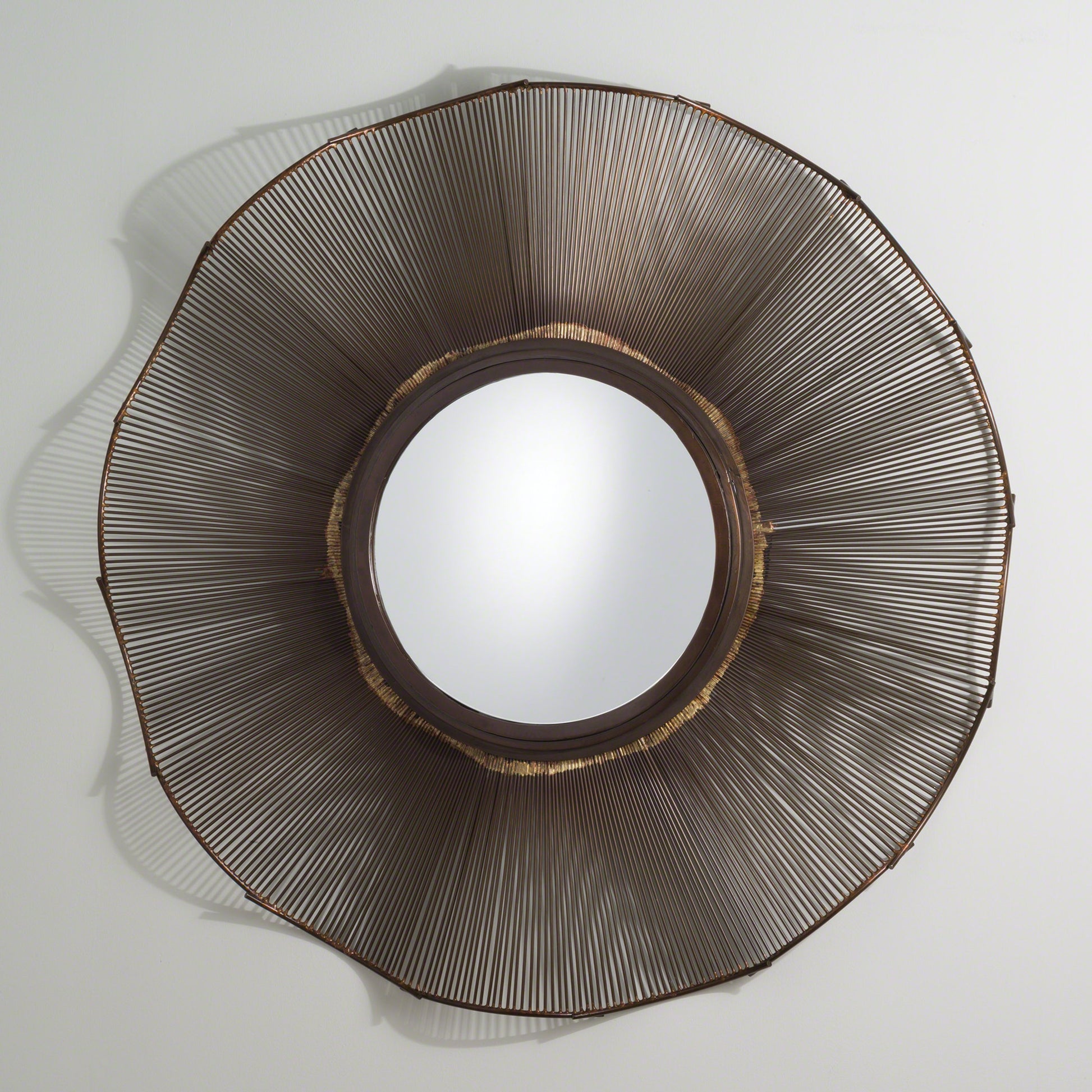 Prairie Mirror by Global Views in bronze. Made from iron, mirror in a transitional style.