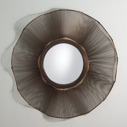 Prairie Mirror by Global Views in bronze. Made from iron, mirror in a transitional style.