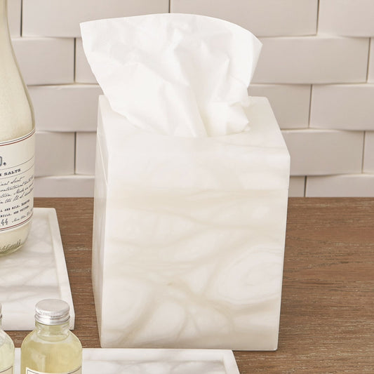 Alabaster Tissue Box by Global Views. Made from alabaster in a modern style.