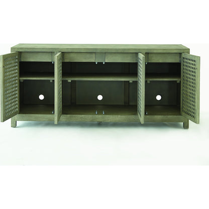 Driftwood Lattice Credenza by Global Views in white washed. Made from mango, mdf in a coastal style.