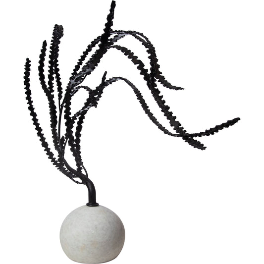 Thistle Sculpture by Global Views in black. Made from iron, white marble in a eclectic & global style.