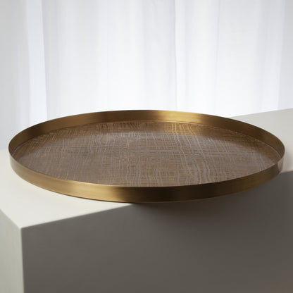 Plaid Etched Tray by Global Views in antique brass. Made from brass in a eclectic & global style.