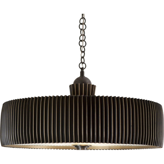 Crimp Chandelier by Global Views. Made from steel, brass, frosted glass in a modern style.