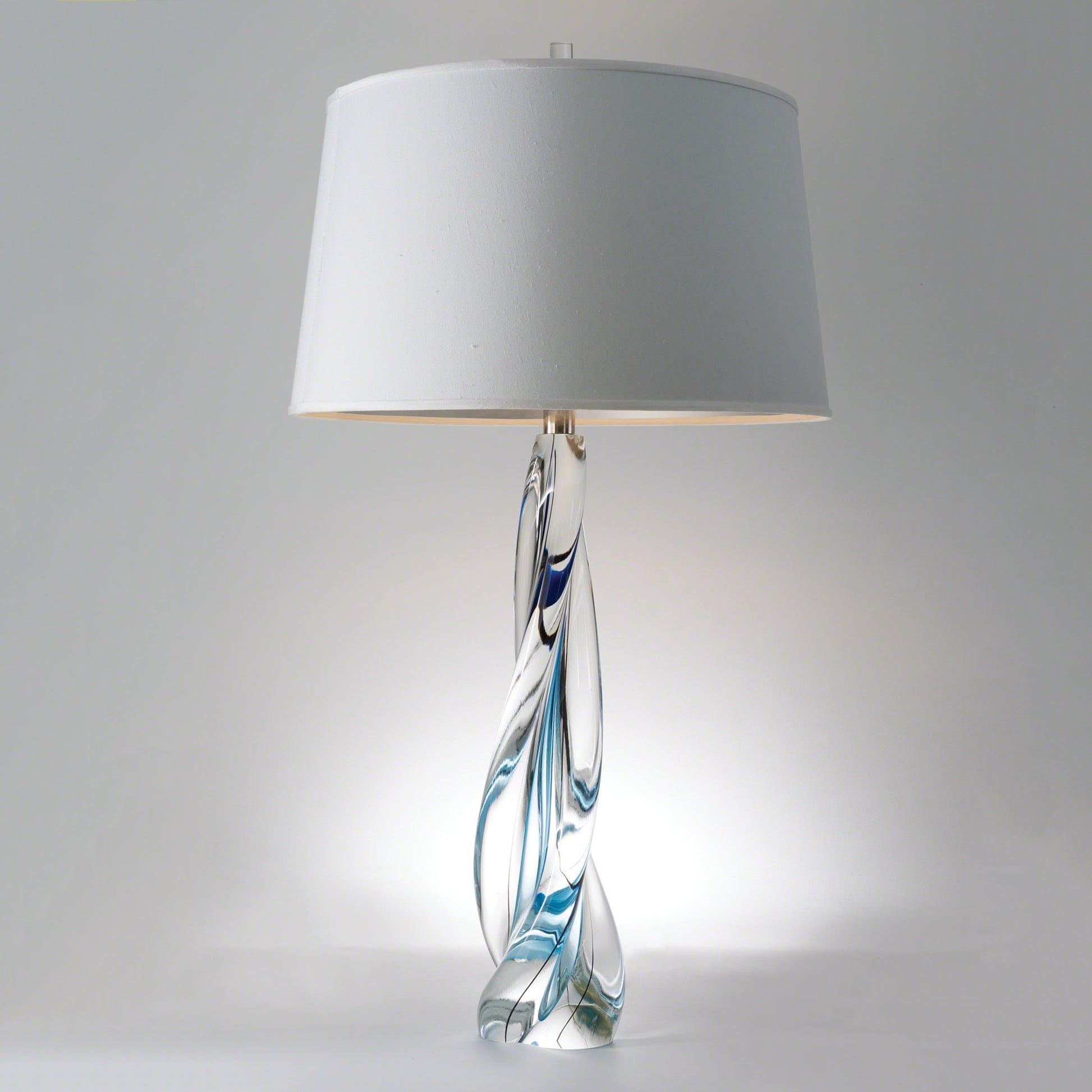 Ocean Twist Lamp by Global Views in nickel. Made from art glass in a coastal style.