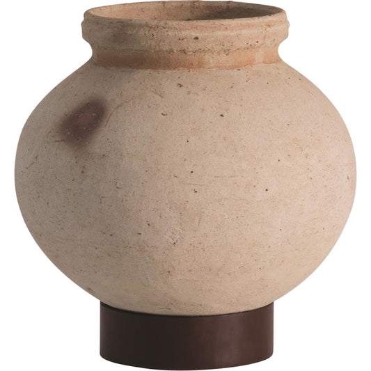 Desert Water Pot with Base by Global Views in burnt wax. Made from iron, terracotta in a rustic style.