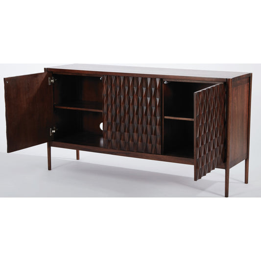 Kerf Cabinet by Global Views in walnut. Made from mango in a modern style.
