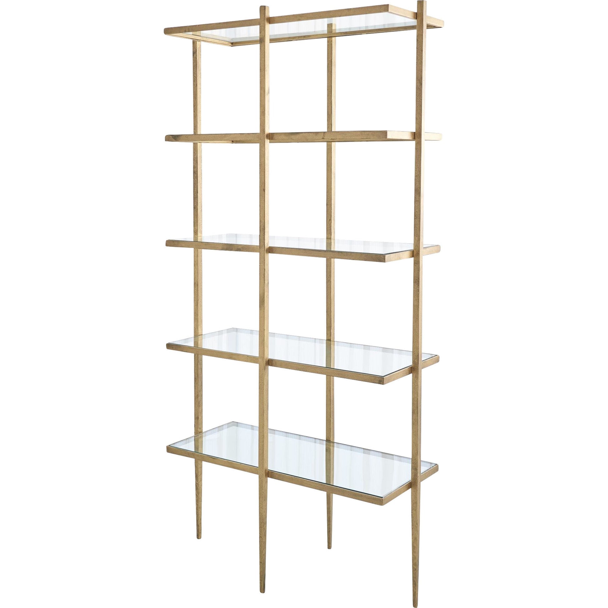Laforge Etagere by Global Views in antique gold. Made from iron, tempered glass in a transitional style.